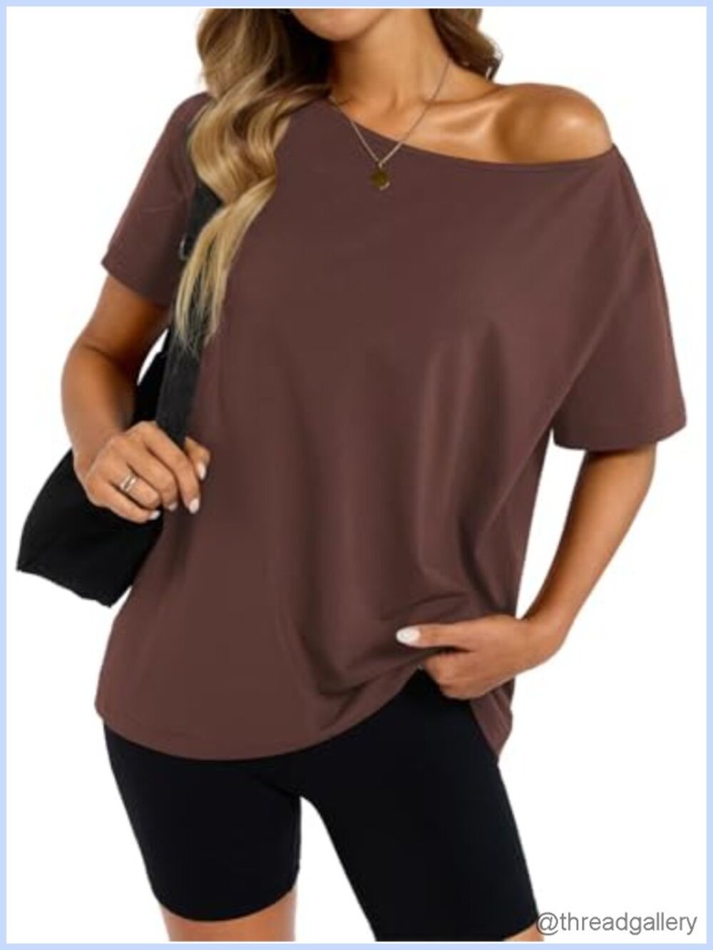 Women's Off The Shoulder Oversized T-Shirt Cotton Blend Loose Fit Casual Top